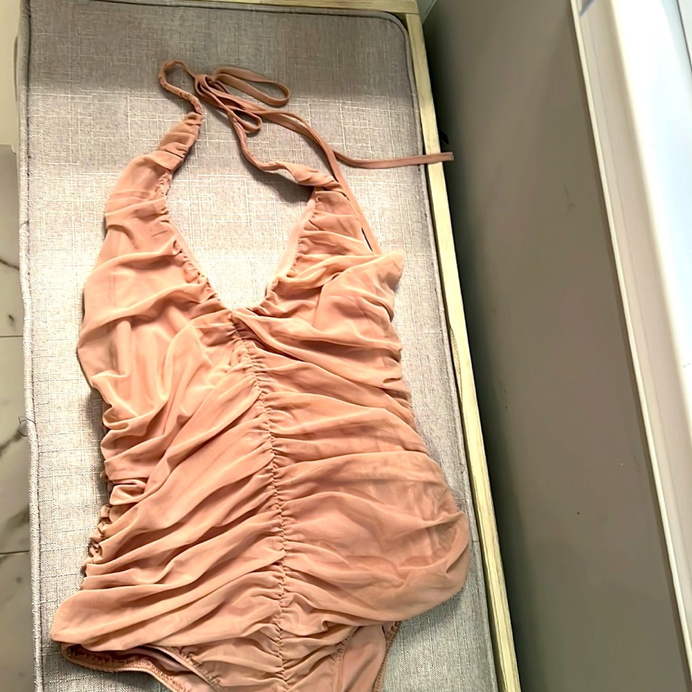 Zara Nude Halter Bodysuit Size Medium